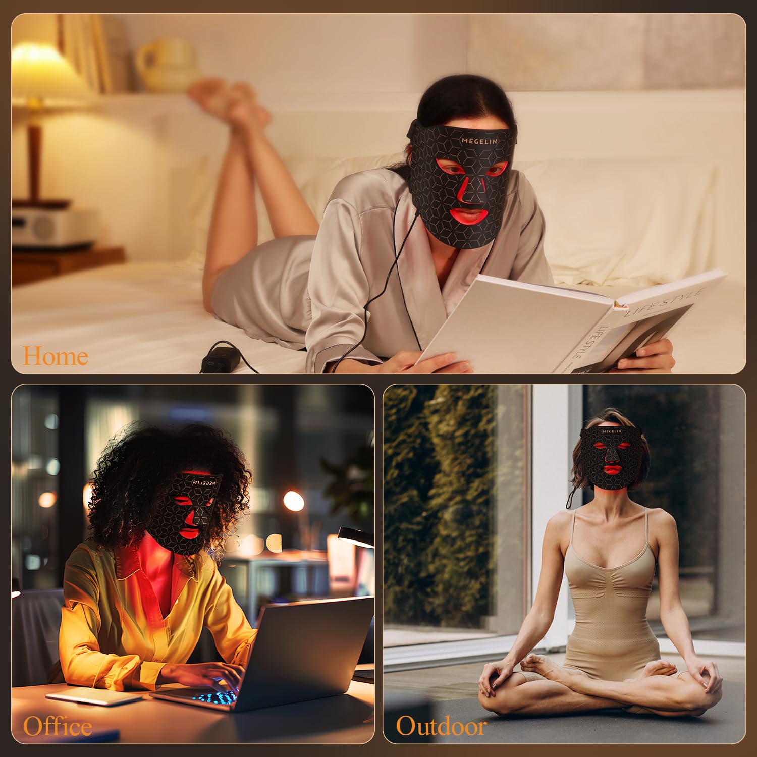 MEGELIN 7 Colors Led Light Therapy Facial Mask, Face Light Therapy